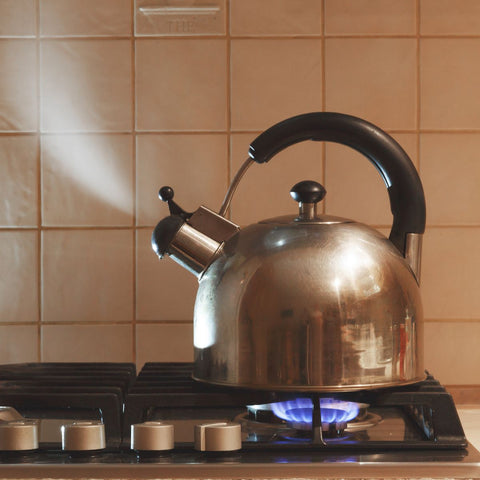 kettle boiling water on stovetop