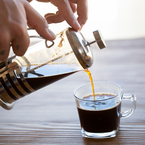 pouring coffee from a french press